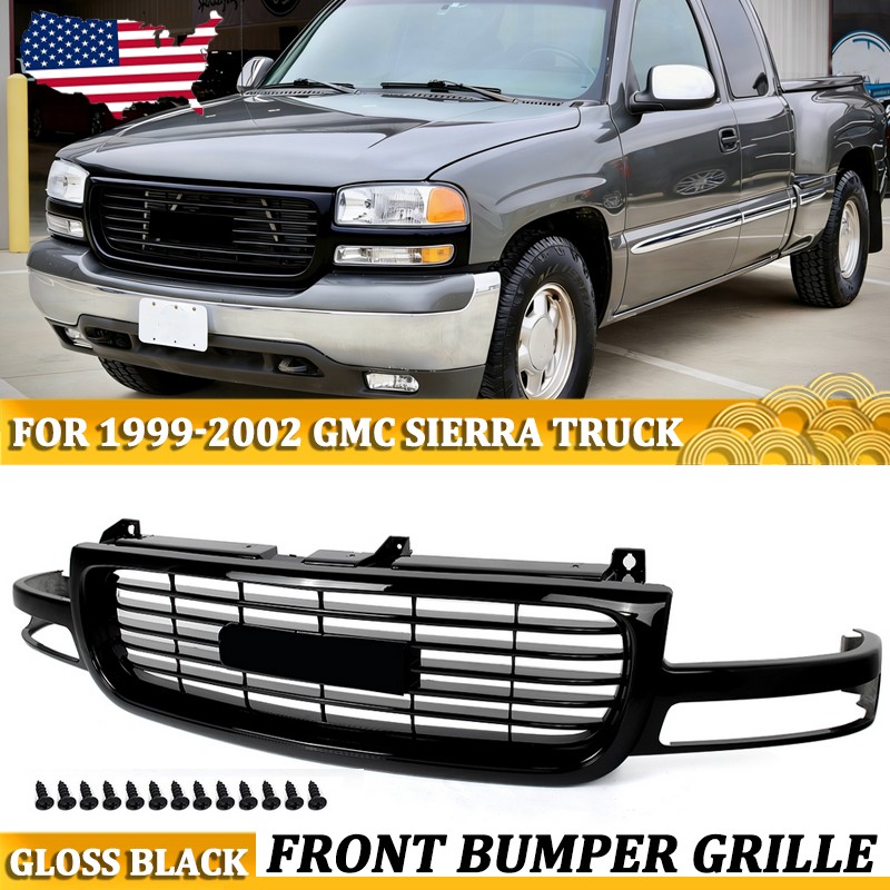 For 2003-07 GMC Sierra 1500 Pickup Truck High All Gloss Black Front Grille Grill