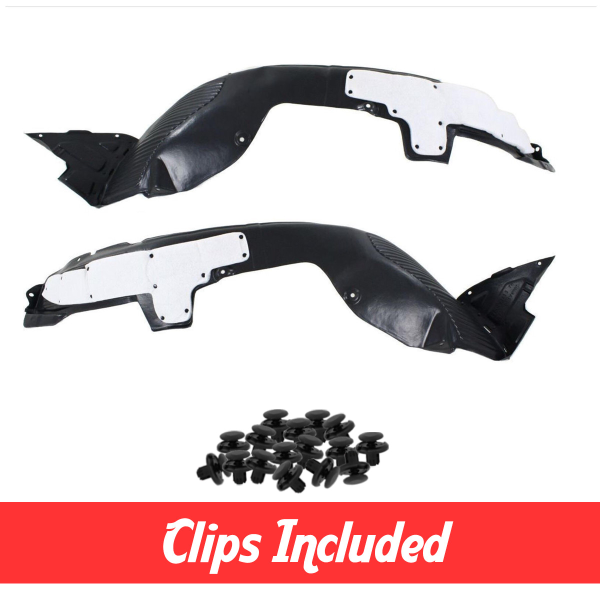 Driver & Passenger Side Fender Liner Set w/ Clips For 2014-2016 Forte Forte5