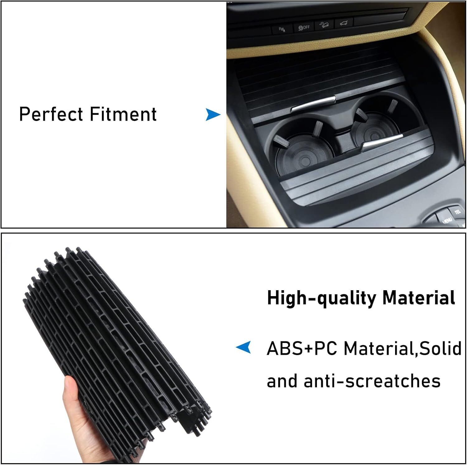 For 2007-2014 BMW X5 X6 E70 E71 Console Cup Holder Roller Blind Cover Tray 2PCS