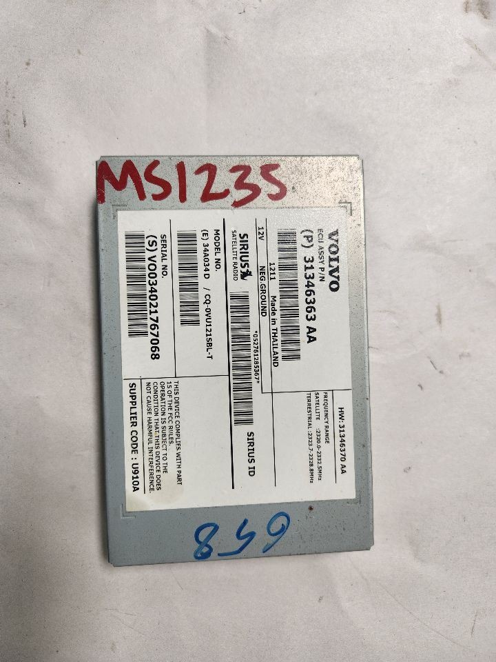 Audio Equipment Radio Tuner Satellite Fits 09-16 VOLVO 80 SERIES 443577