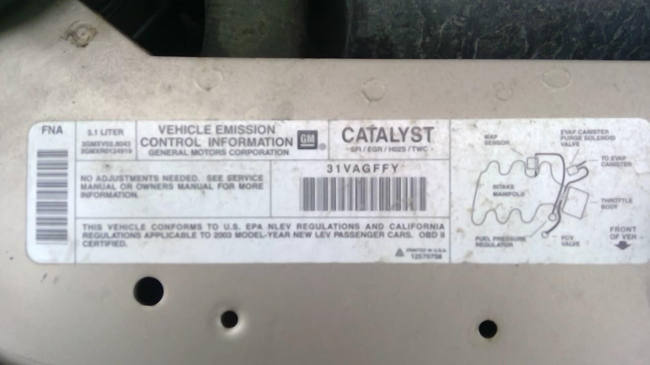 Used Engine Control Module (ECM) fits: 2003 Buick Century Electronic Control Mod