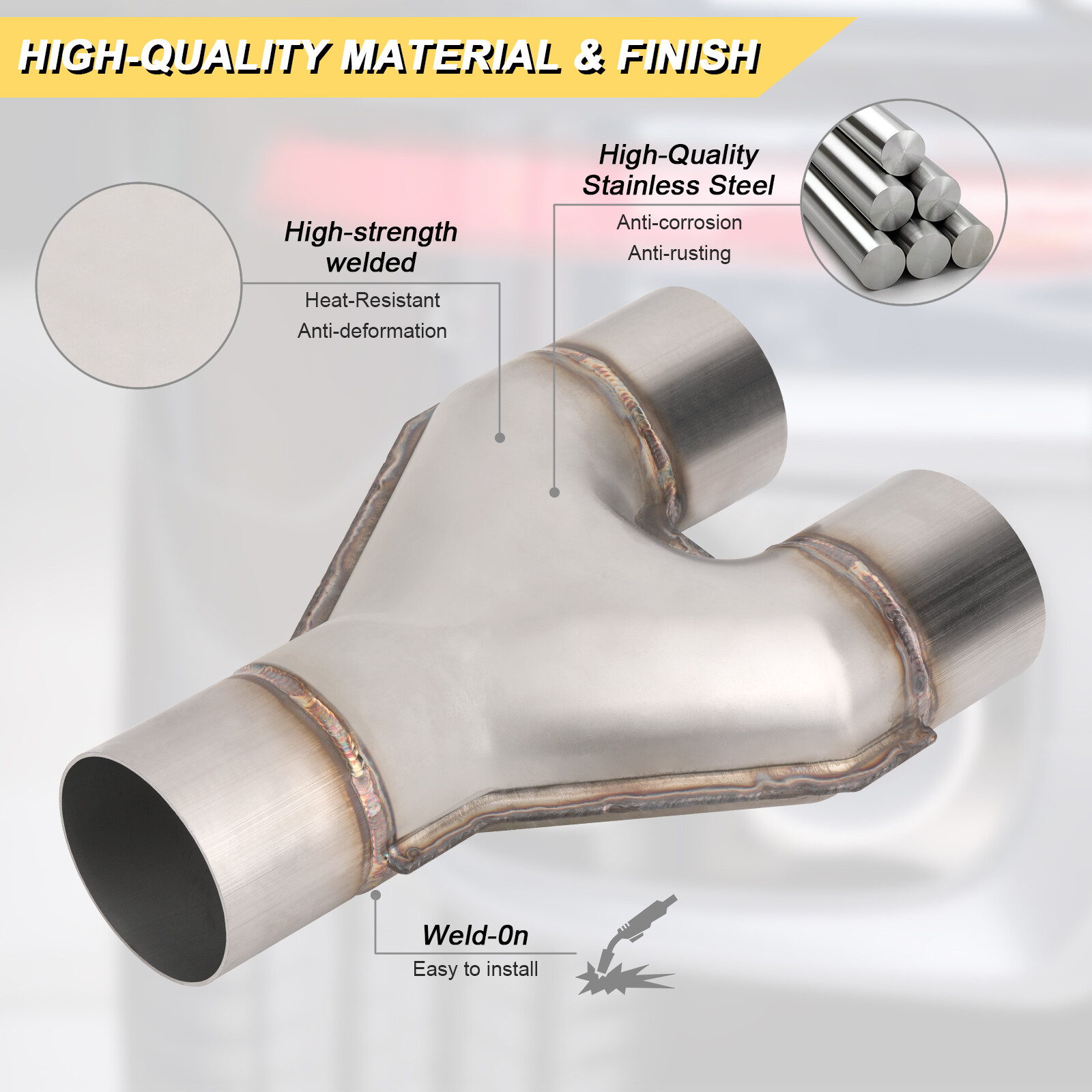 1pc/2pcs Exhaust Tip Y-Pipe 2.5″ Dual Out /2.5″inch Single Inlet Stainless Steel