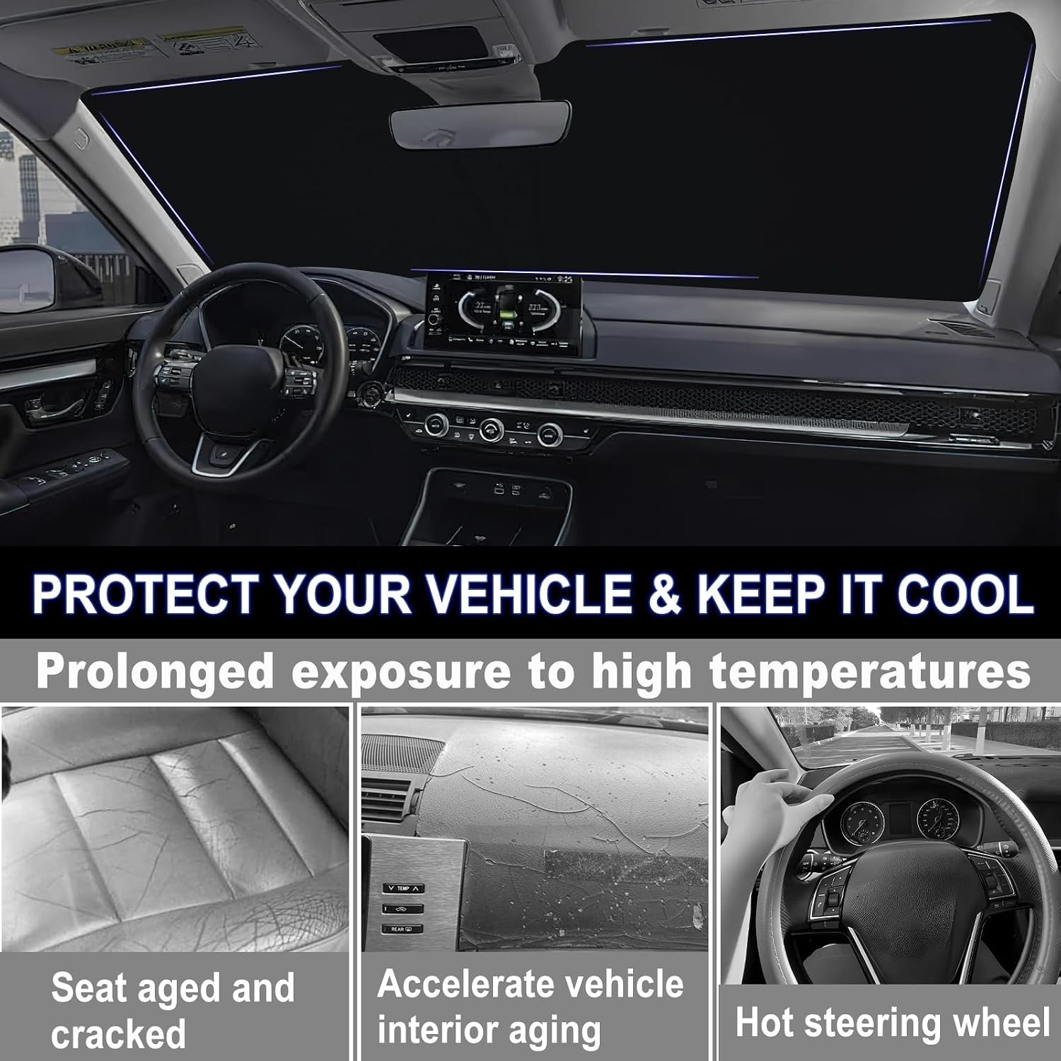 Foldable Reflective Polyester Sunshade for Honda CRV Windshield 2023-2026