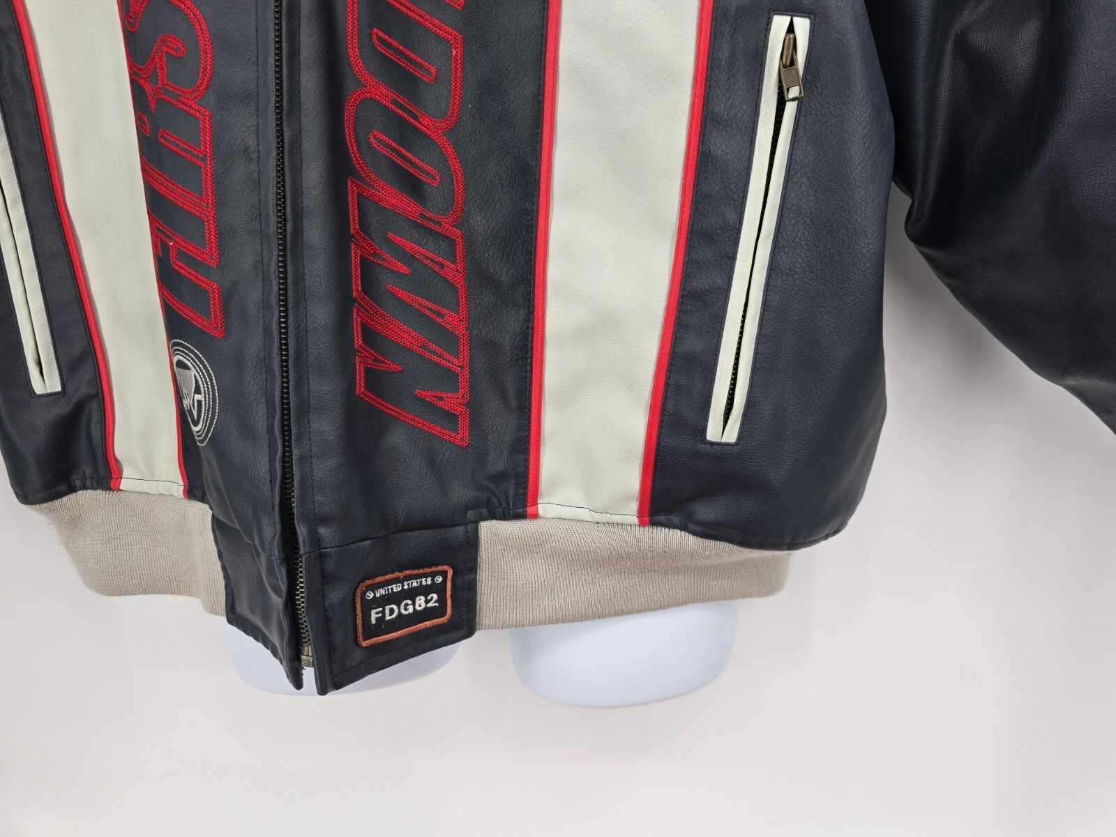 First Down Mens Leather Motorcycle Jacket Racing High Performance Gear Size XL