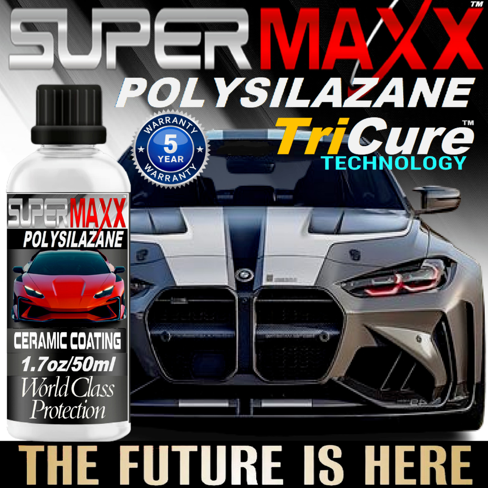 CERAMIC CAR COATING 1.7oz/50ml POLYSILAZANE “TRICURE TECHNOLOGY PAINT PROTECTION
