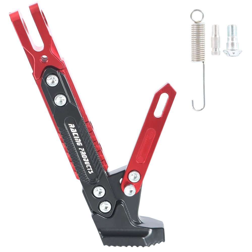 Red CNC Aluminum Alloy Kickstand Adjustable Motorcycle Foot Side Support Stand