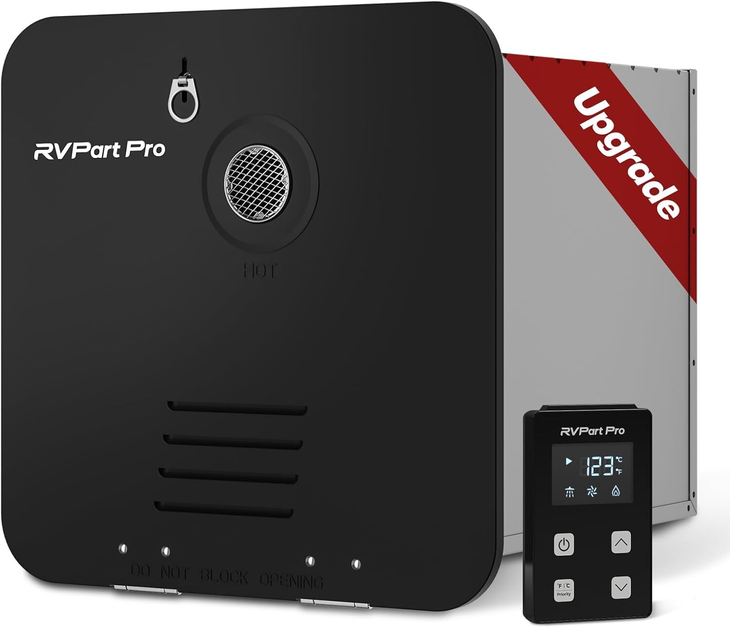 RVPart Pro RV Tankless Water Heater Propane with 15 x 15 in Black Door 12V USED