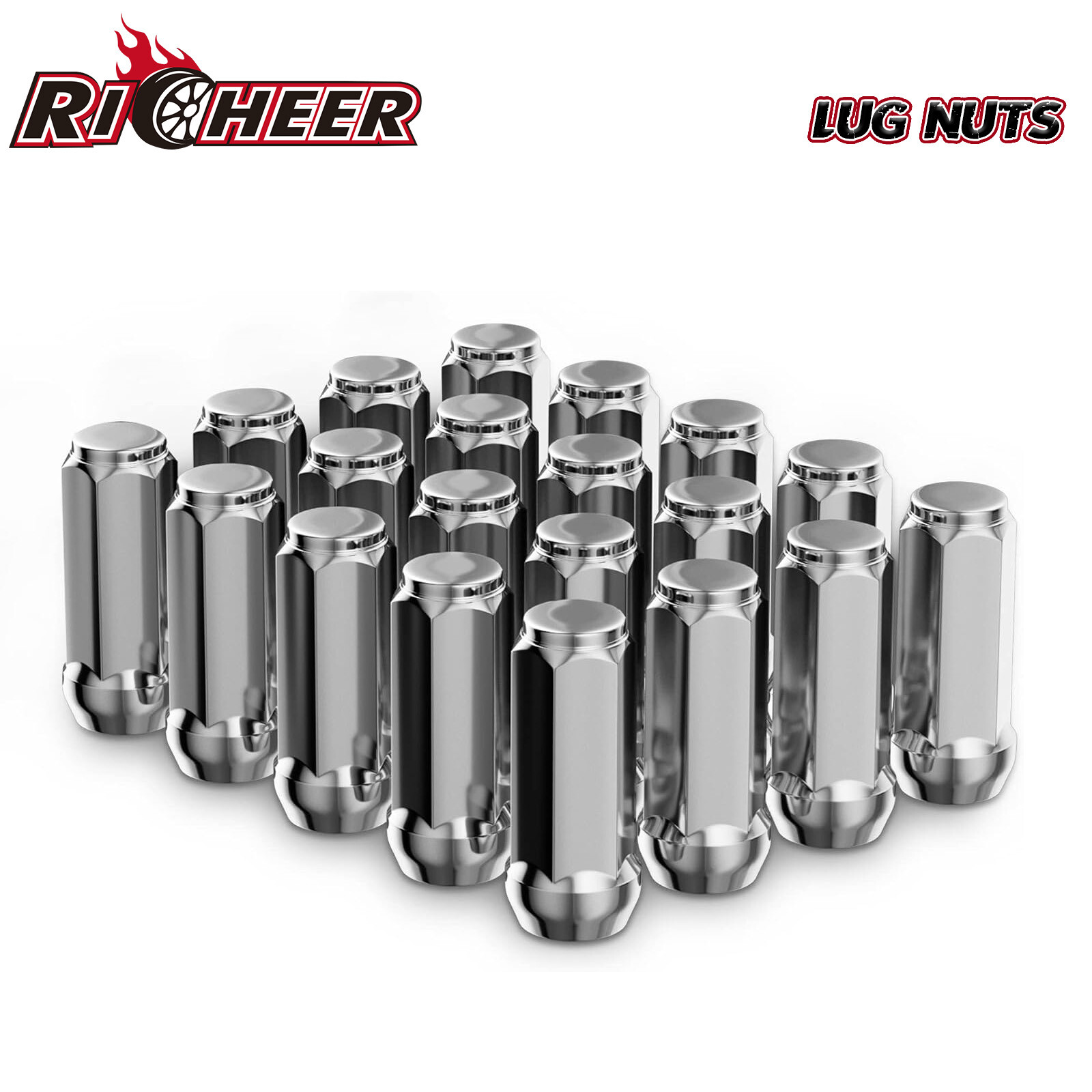 20PCS Chrome Bulge Acorn Lug Nut 1/2×20 2″ Long Closed End For 5×4.5 5×5 5×5.5
