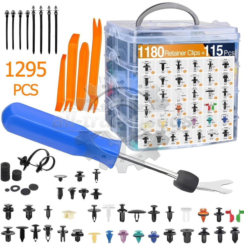 1295PCS Car Retainer Auto Fasteners Body Plastic Trim Clips Pin Rivet Bumper Kit