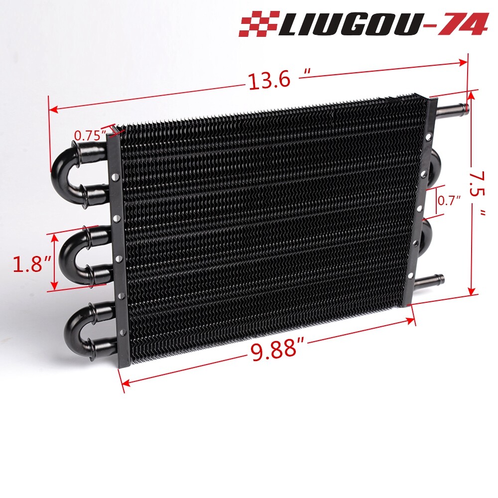 Universal 6 Row Aluminum Remote Transmission Oil Cooler Radiator Converter Kit