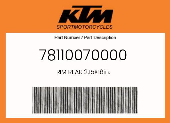 KTM Genuine Rim Rear 2,15X18In. – 78110070000