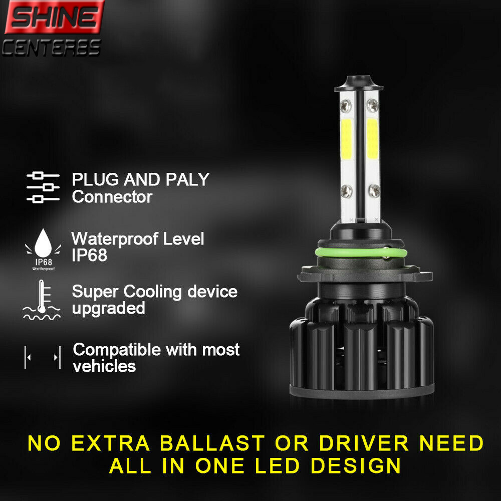 4SIDE 9005+9006 LED Combo Headlight Kit COB 440W Light Bulbs High Low Beam