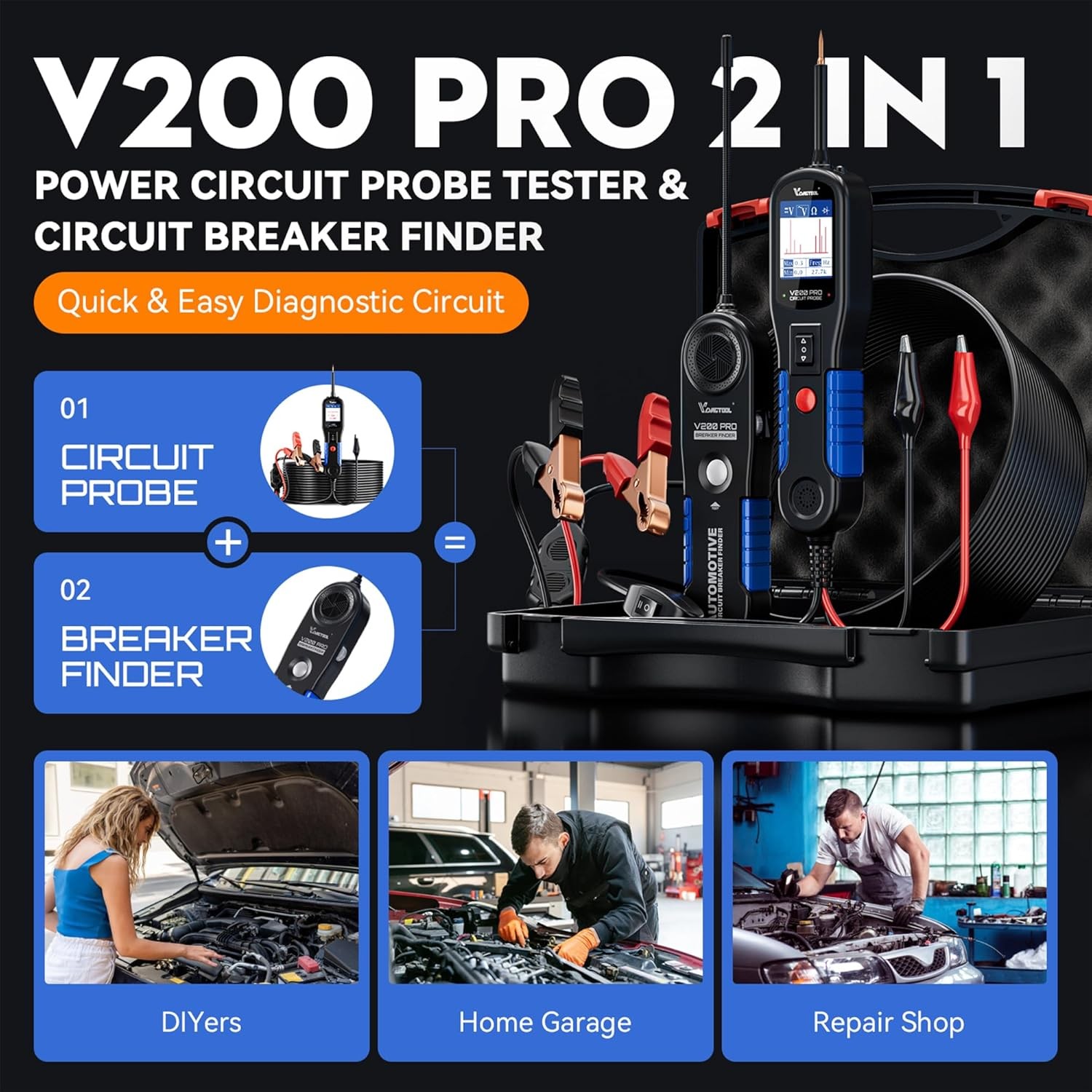 VDIAGTOOL V200Pro PowerScan Circuit Tester Electrical Power Probe Tool 12V/24V
