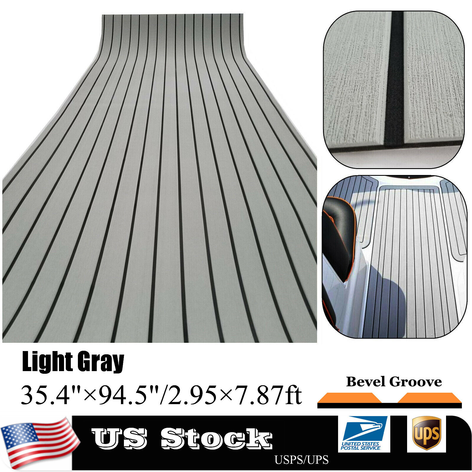 EVA Foam Boat Flooring 94.5”x35.4″ Non Skid Teak Decking for Marine Yacht | Gray