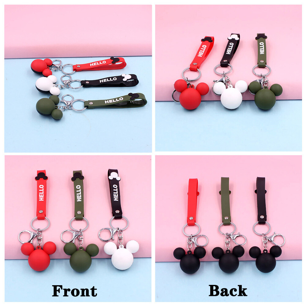PVC Soft Silicone Rubber Cute Cartoon Mickey Head Keychain for Key or Decoration