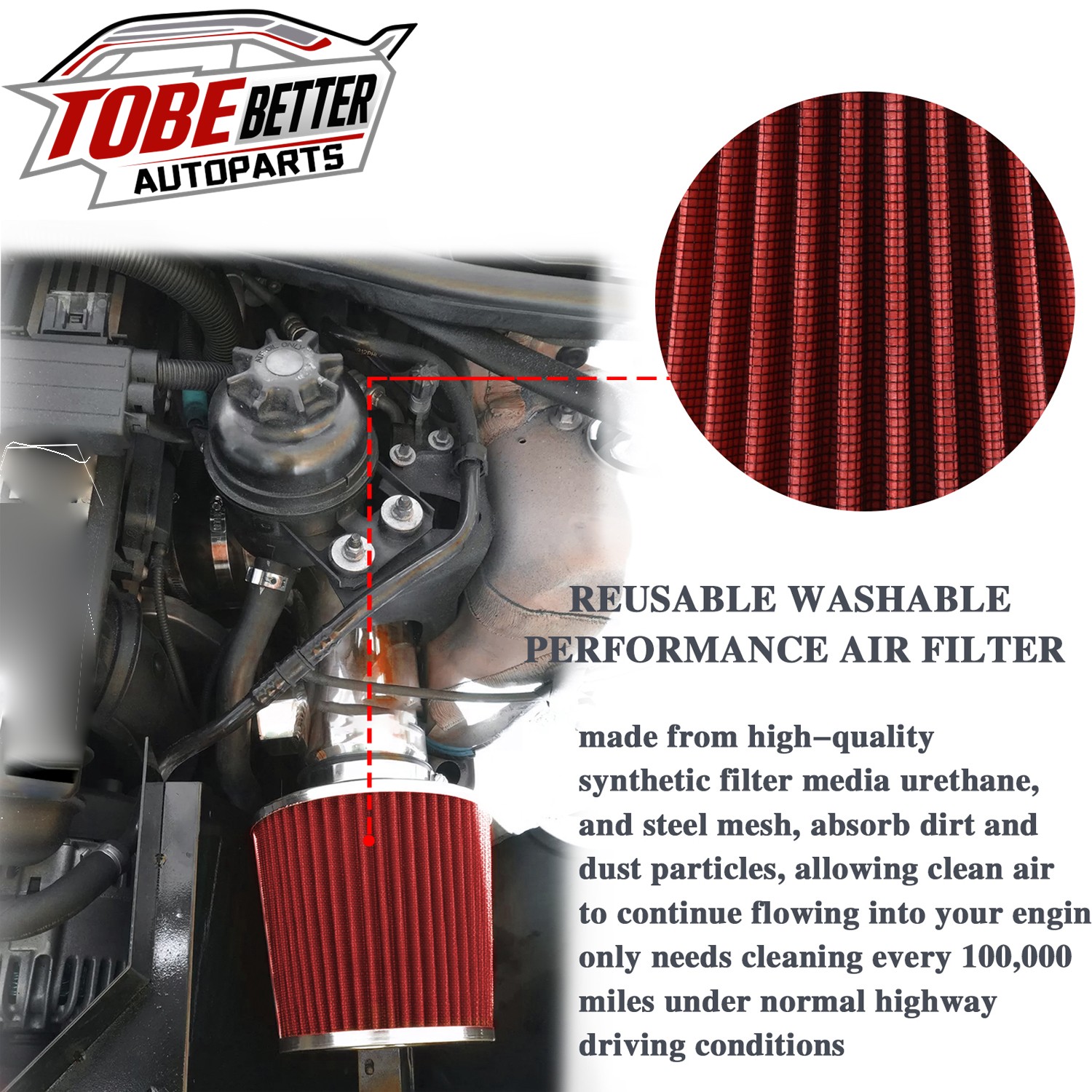 For BMW 128i 328i 3.0L 2007-2011 Red Filter Cold Air Intake System For 2006 330i