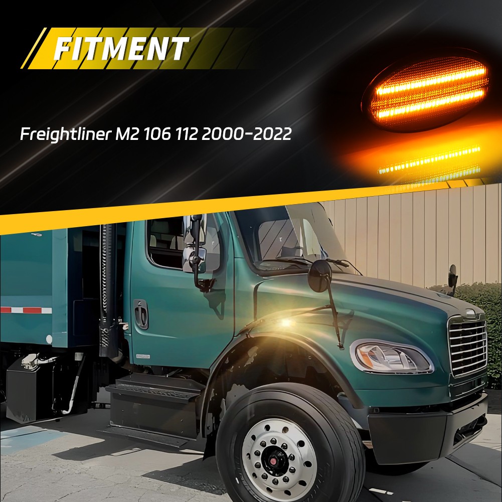 Smoke LED Front Fender Hood Side Marker Signal Light For Freightliner M2 106 112