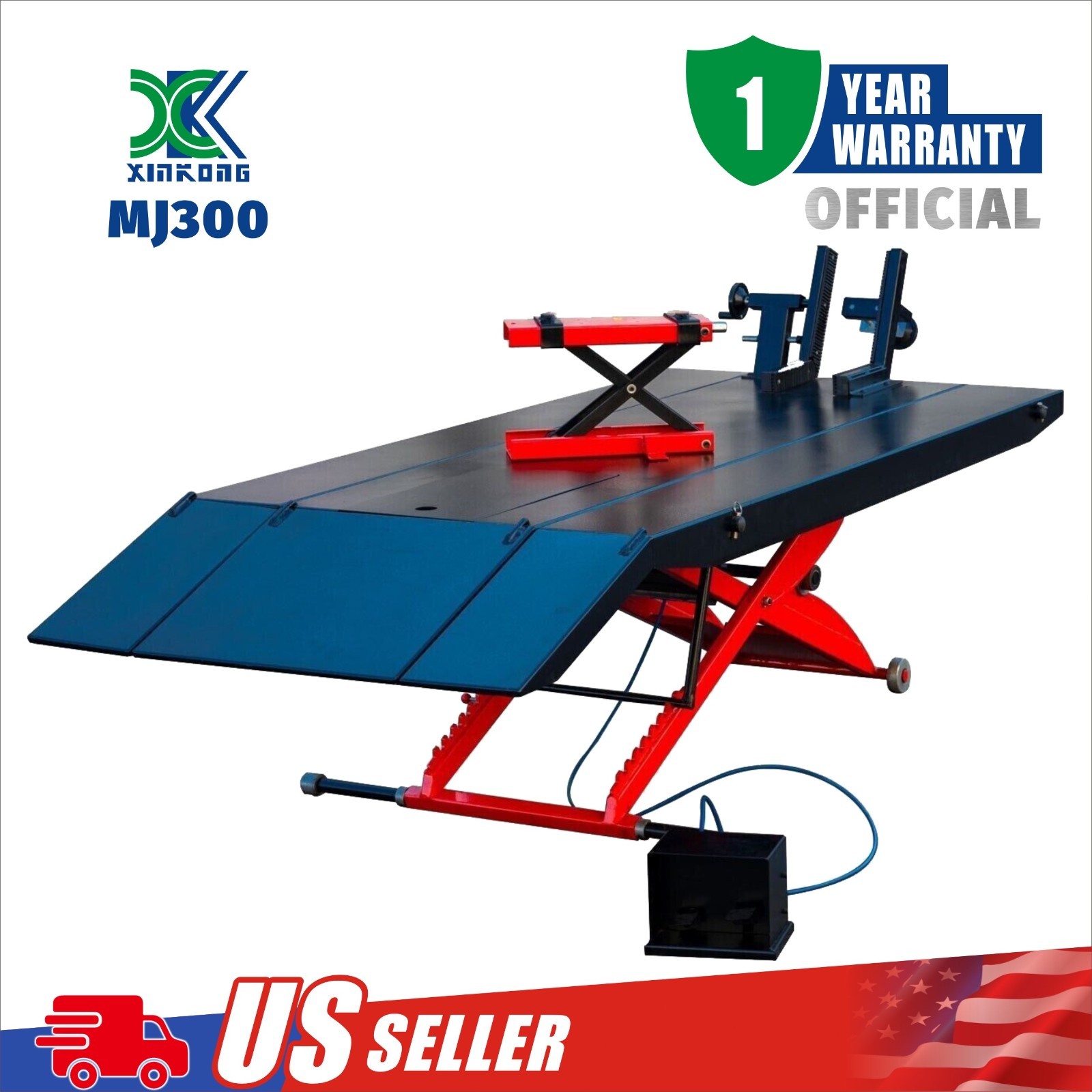 XK MJ300 Air Operated Motorcycle ATV Lift Table w. Side And Front Ext. 1100LB