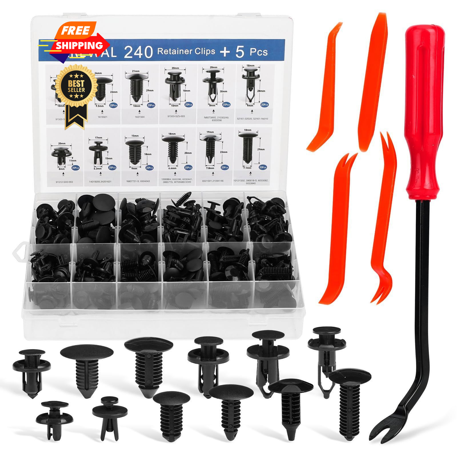 240 Pcs Bumper Clips Car Plastic 16, 240PCS Retainer Clips+5Remover