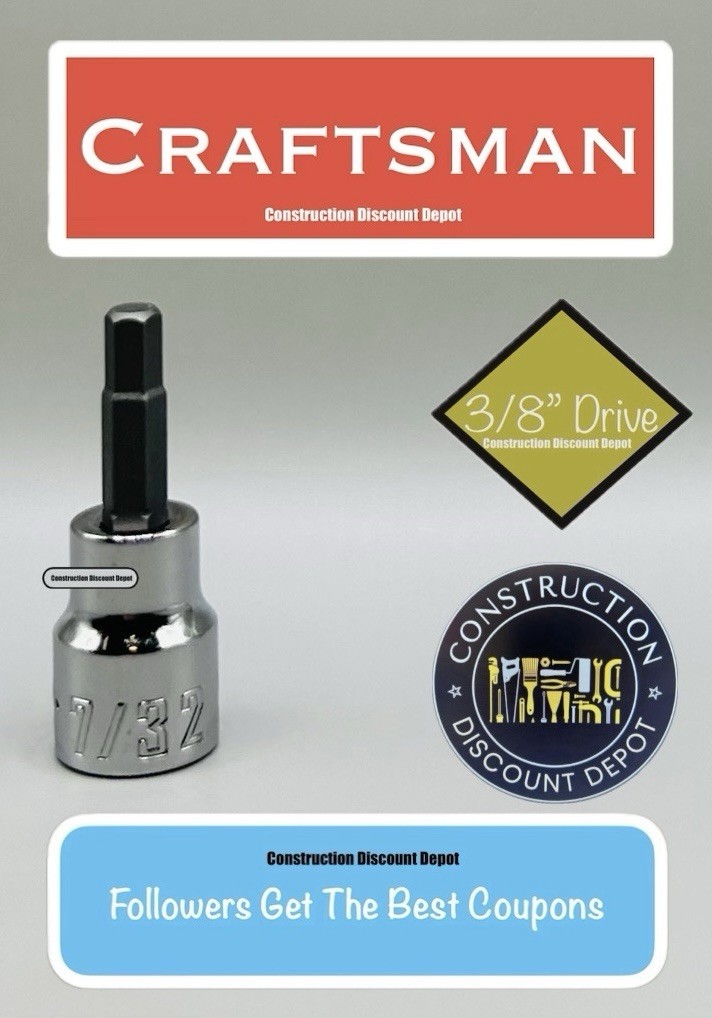 7/32″ CRAFTSMAN CMMT46662 Hex Allen Bit 3/8-in Drive Shallow Socket Ratchet
