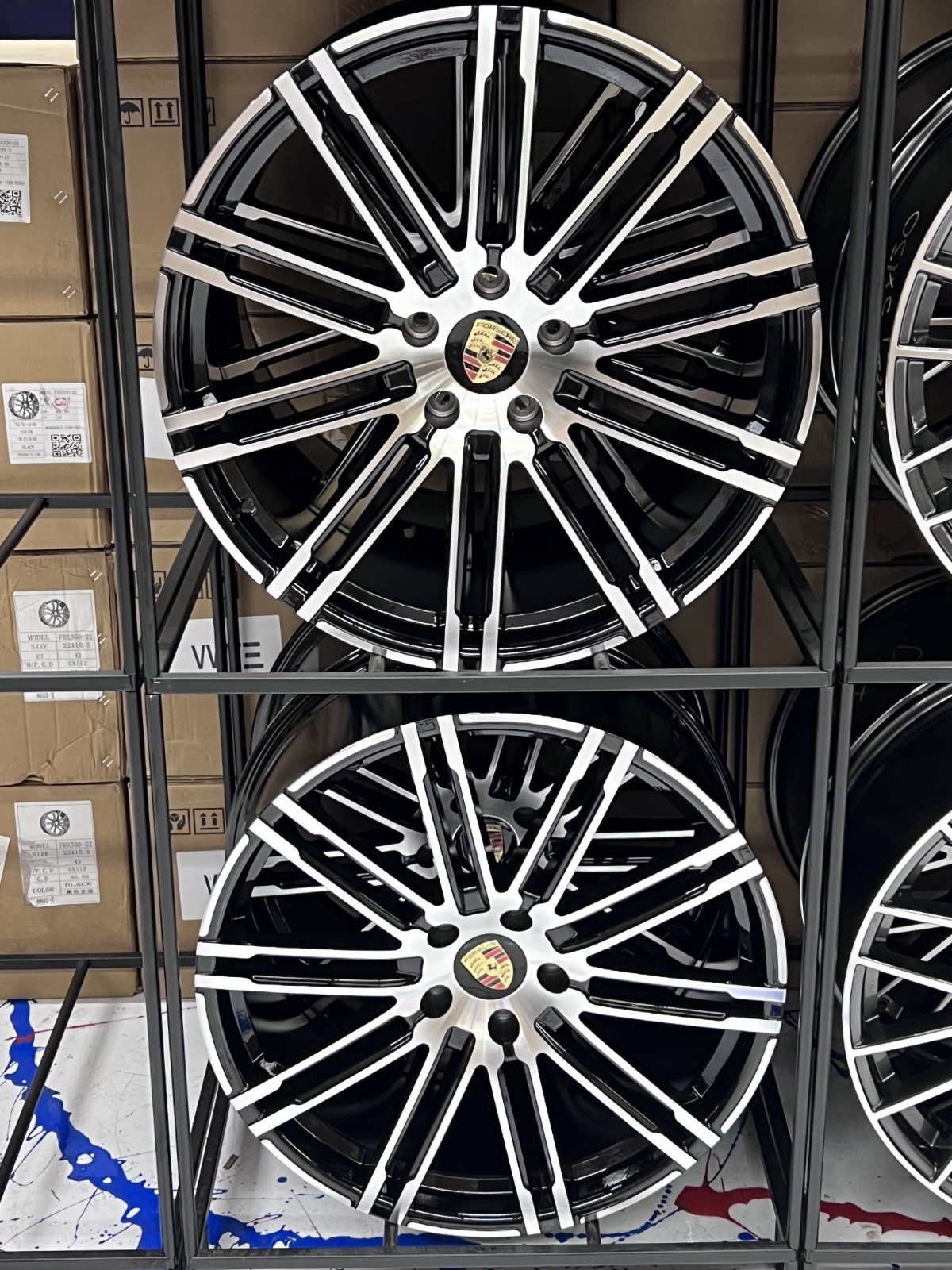 22″ PORCHE RIMS WHEELS BLACK MACHINED FINISH X10J 5X130MM ROLL FORGE 10SPLIT SP
