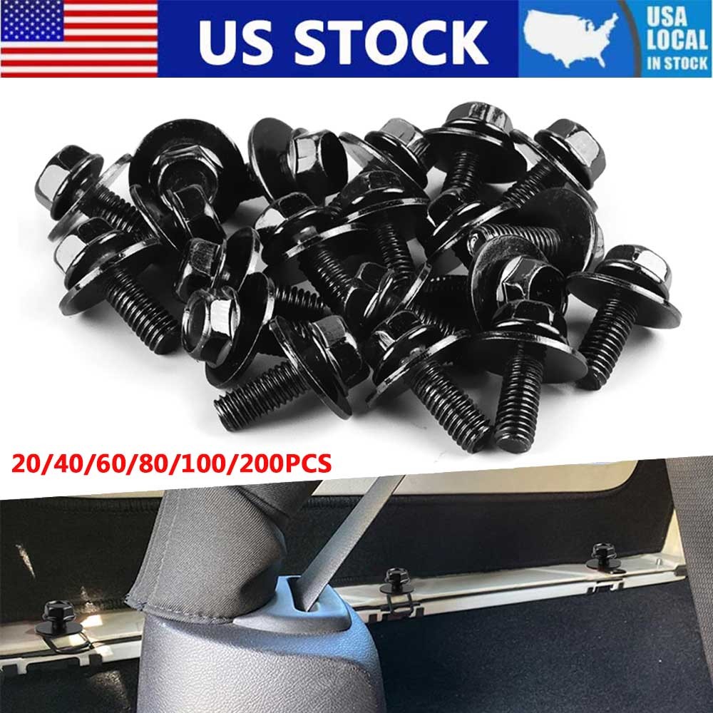 Car Body Bolts Screw Fastener Fender M6-1.0x 16mm Long-10mm Hex-17mm Washer