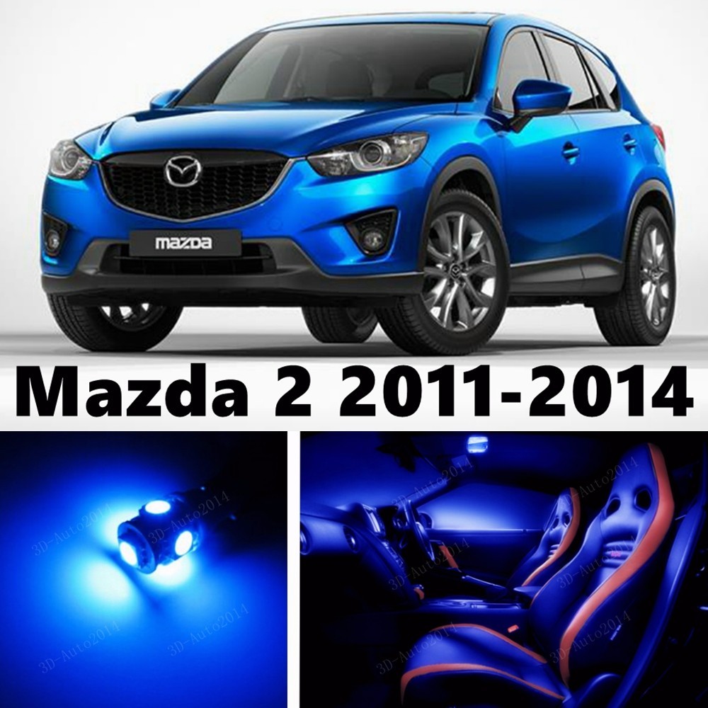 6pcs LED Blue Light Interior Package Kit for Mazda 2 2011-2014