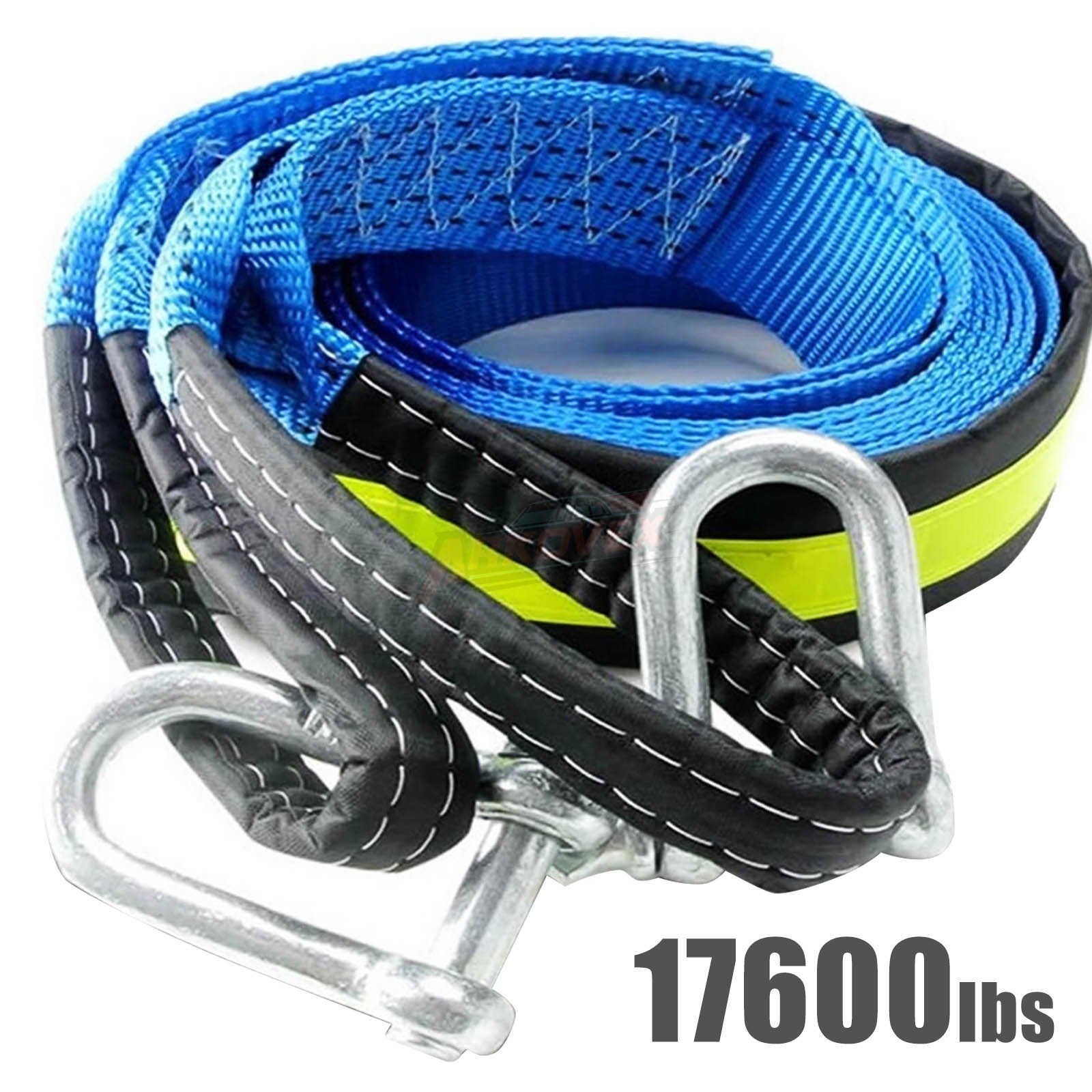 16’x2″ Energy Recovery Rope Tow Strap 17000lbs Heavy Duty with D-ring Shackles