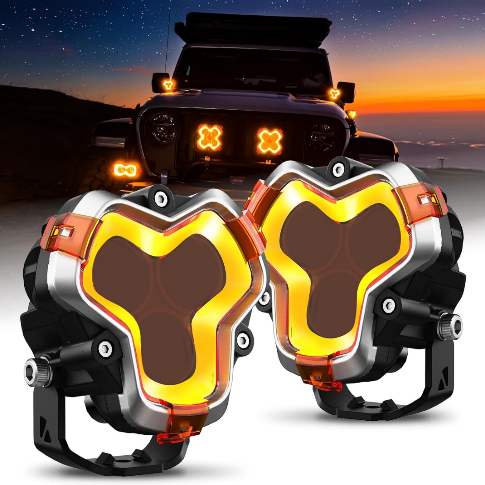 NOVSIGHT HALO 3-6″ LED Work Lights Pod Off Road Spotlight Flood Lamp Combo Blubs