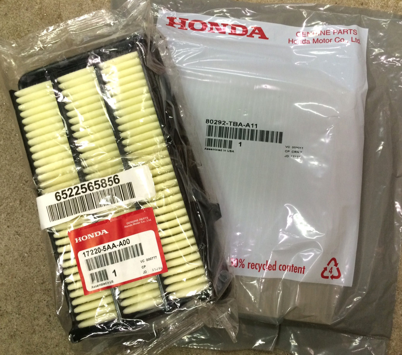 Genuine OEM Honda Civic 1.5L Turbo Air & Cabin Filter Set 2016-2021 2dr 4dr 5dr