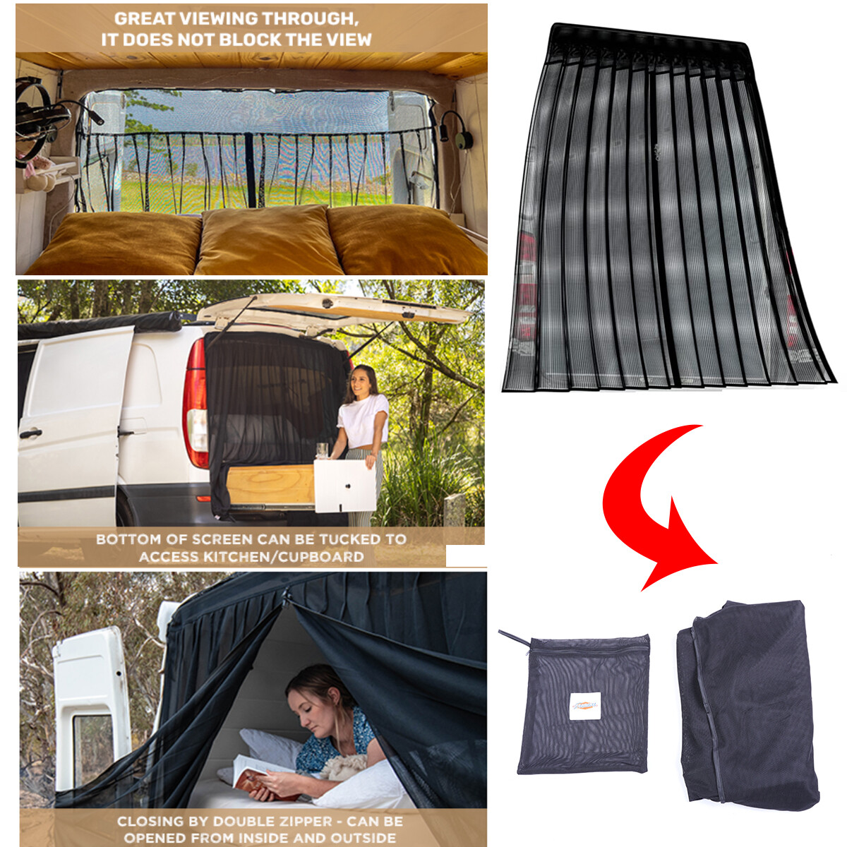 Magnetic Fly Screen for Campervans Bug Screen Mosquito Net for Rear Van Door new