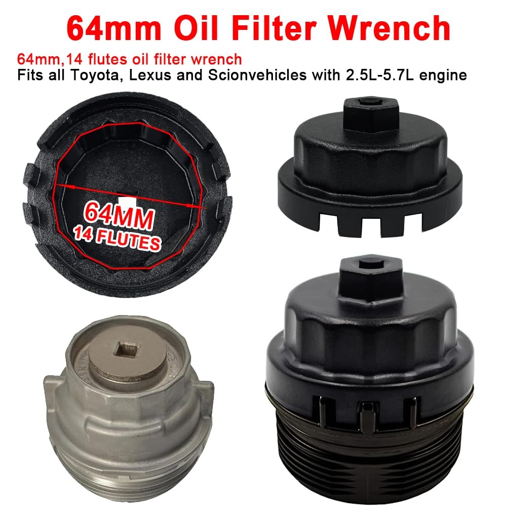64mm 14 Flute Auto Oil Filter Socket Remover Wrench for Toyota & Lexus Vehicles