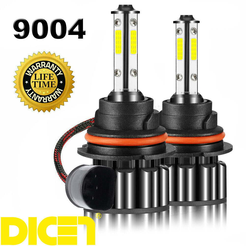 2X 4-Sides 9004 HB1 LED Headlight Kit 2200W 330000LM High Low Beam Bulbs 4-Sides
