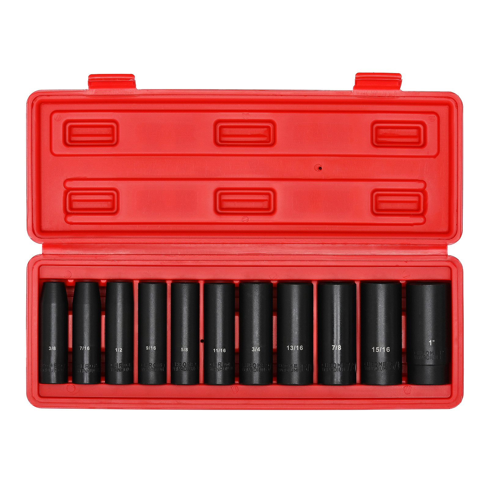 1/2″ Drive Deep Impact Socket Set, 6-Point,SAE 3/8 Inch to 1Inch 11 PCS