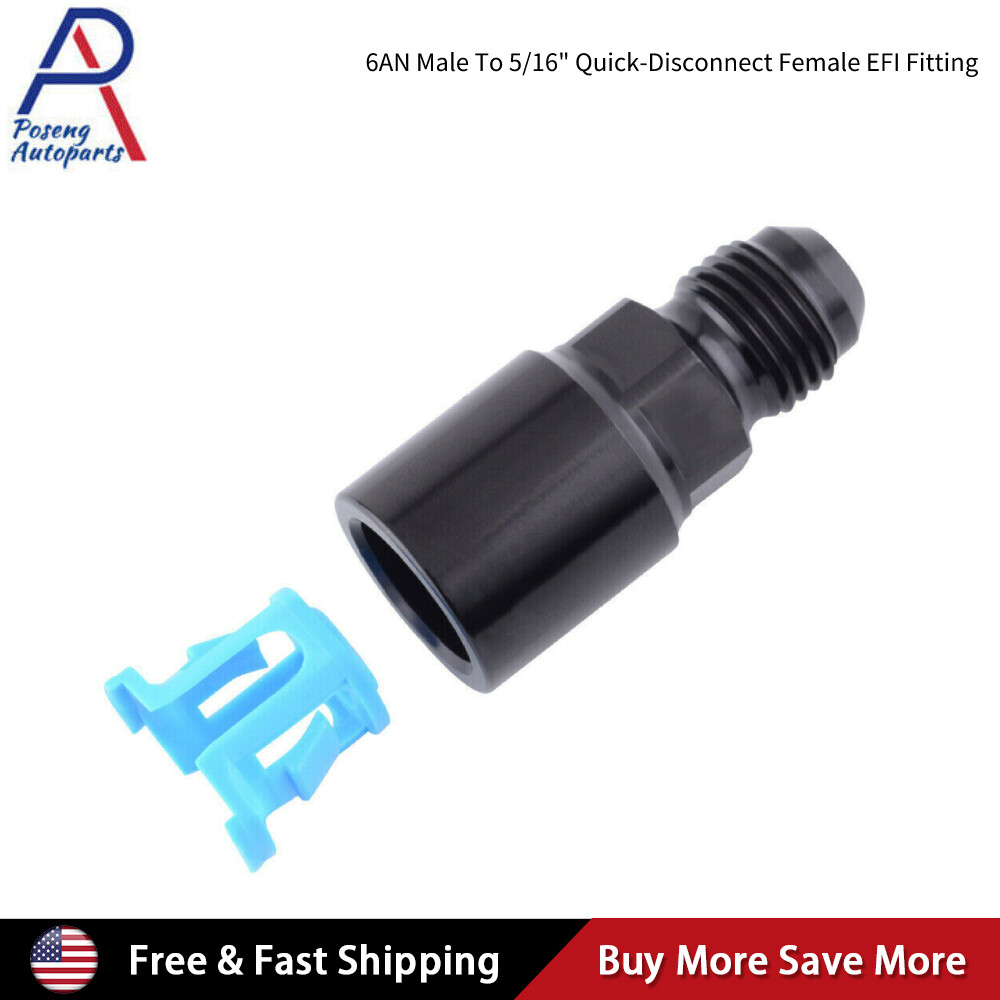 6AN Male to 5/16″ SAE Quick-Disconnect Female Push-On EFI Fuel Rail Fitting 2PCS