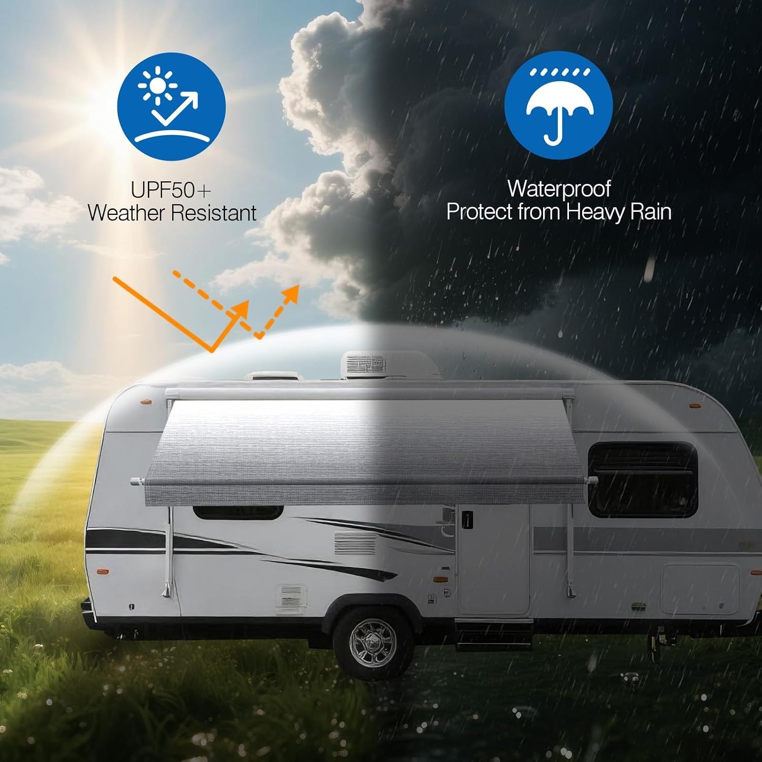9’2″ Universal RV Awning Fabric – Heavy Duty Vinyl with UV Protection