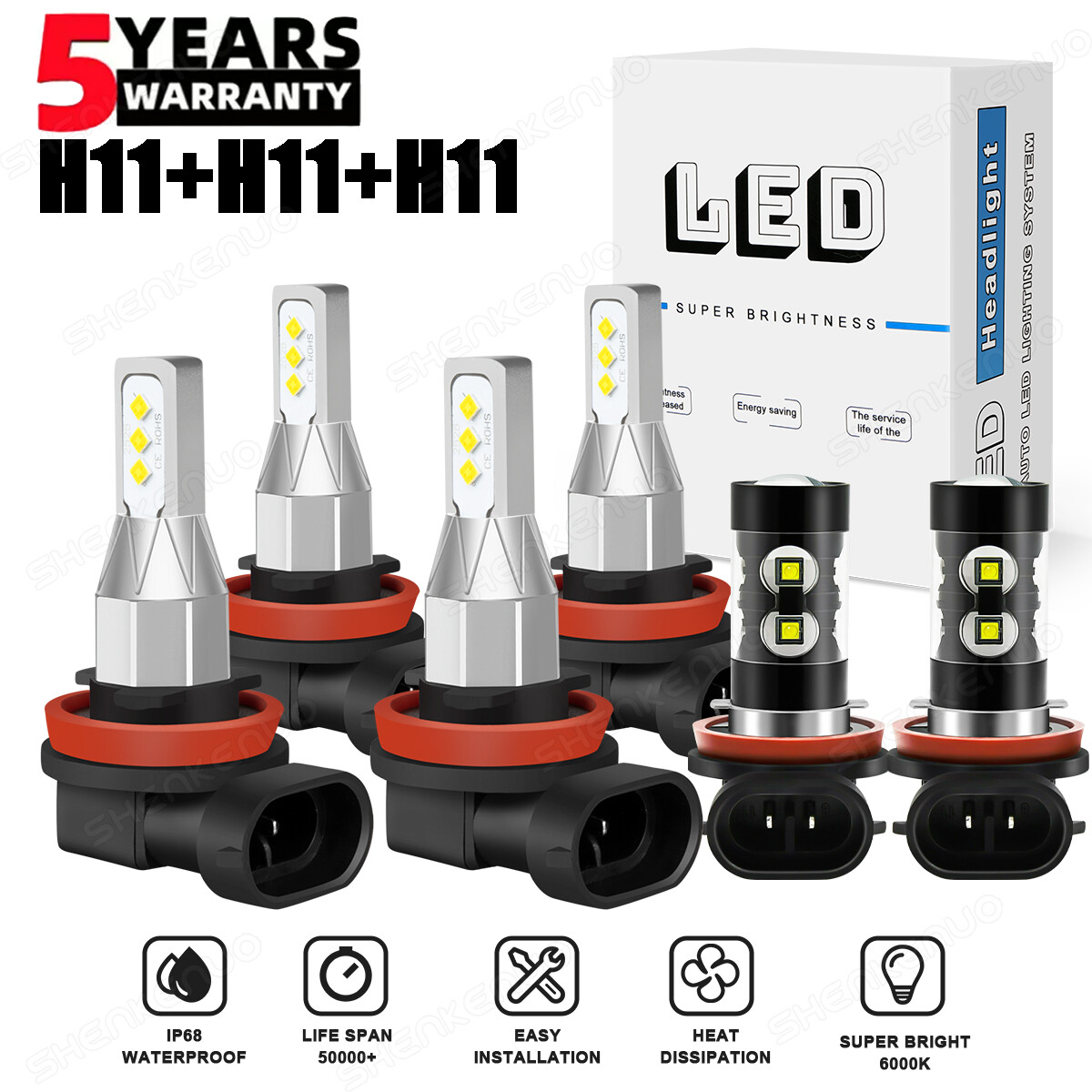 For Nissan Altima 2007-2018 LED Headlight Hi&Lo + Fog Lights Bulbs 120000 lumens