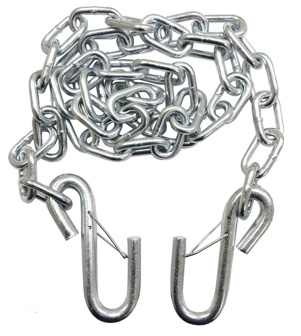 One 3/16″ x 48″ Grade 30 trailer safety chain w/2 S hooks & safety latches 25001