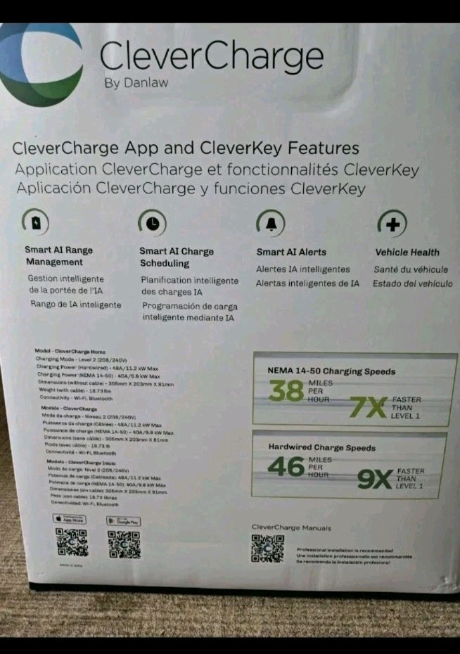 CleverCharge EV112A Wi-Fi Enabled Level 2 EV Charger (New)