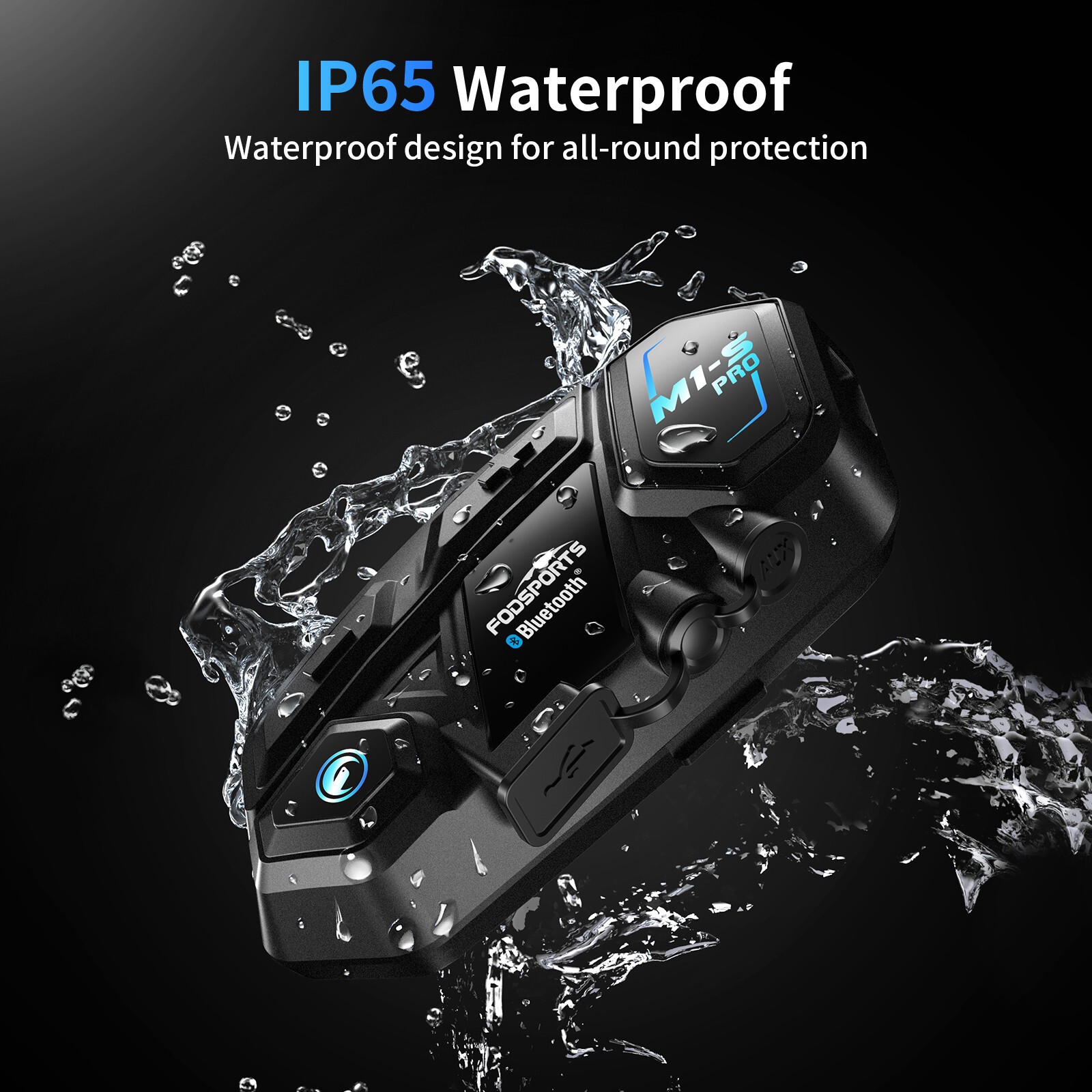 M1-S Pro Motorcycle Helmet Intercom Bluetooth Headset 8 Riders 2000m Interphone