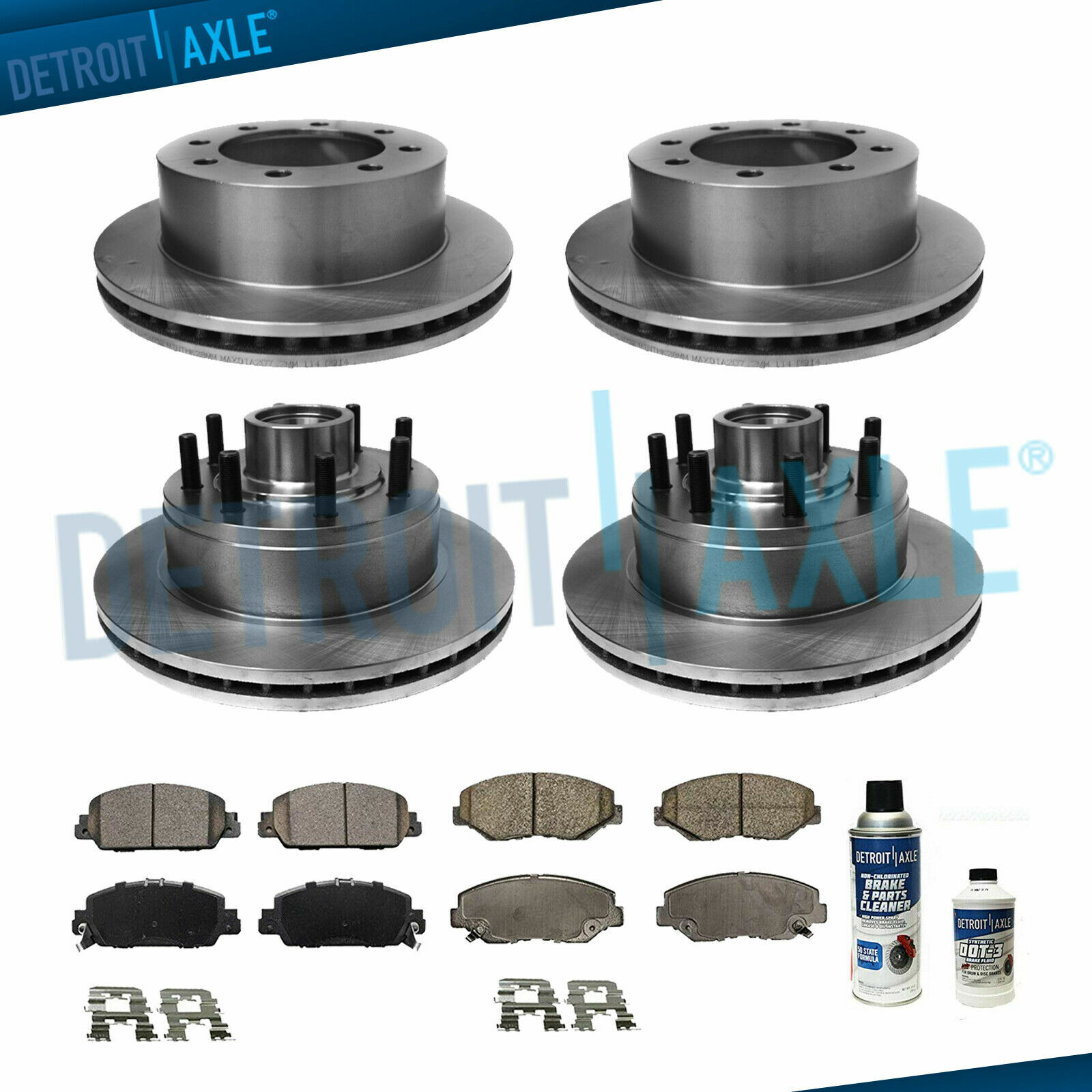 2004 – 2007 Ford E-350 Super Duty Front 331mm + Rear 326mm Brake Rotors Pads