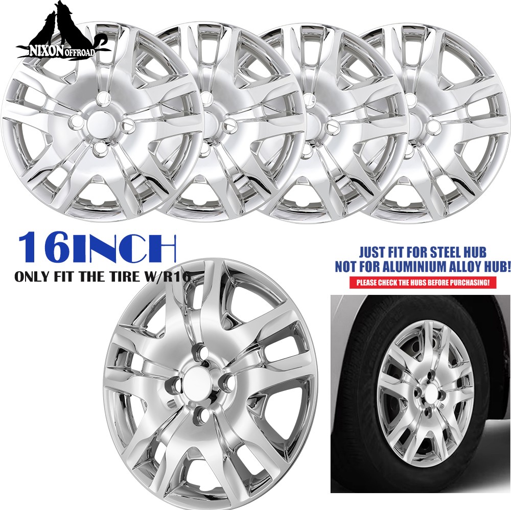 16″ Set of 4 Bolt-On Hubcaps For 2007-2012 Nissan Sentra R16 Wheel Covers Chrome