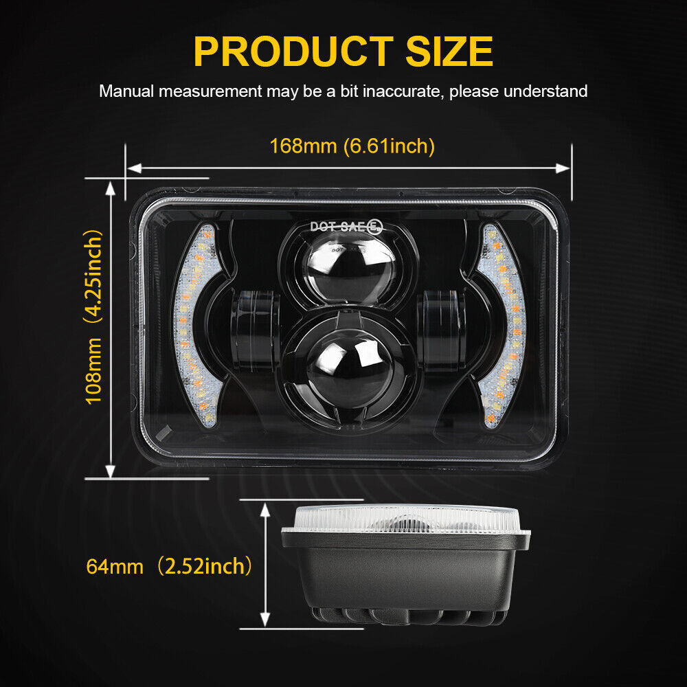 2PC 4×6″ LED Headlights Hi-Lo DRL Sealed Beam for 1994-1997 Chevy S10 Blazer DOT