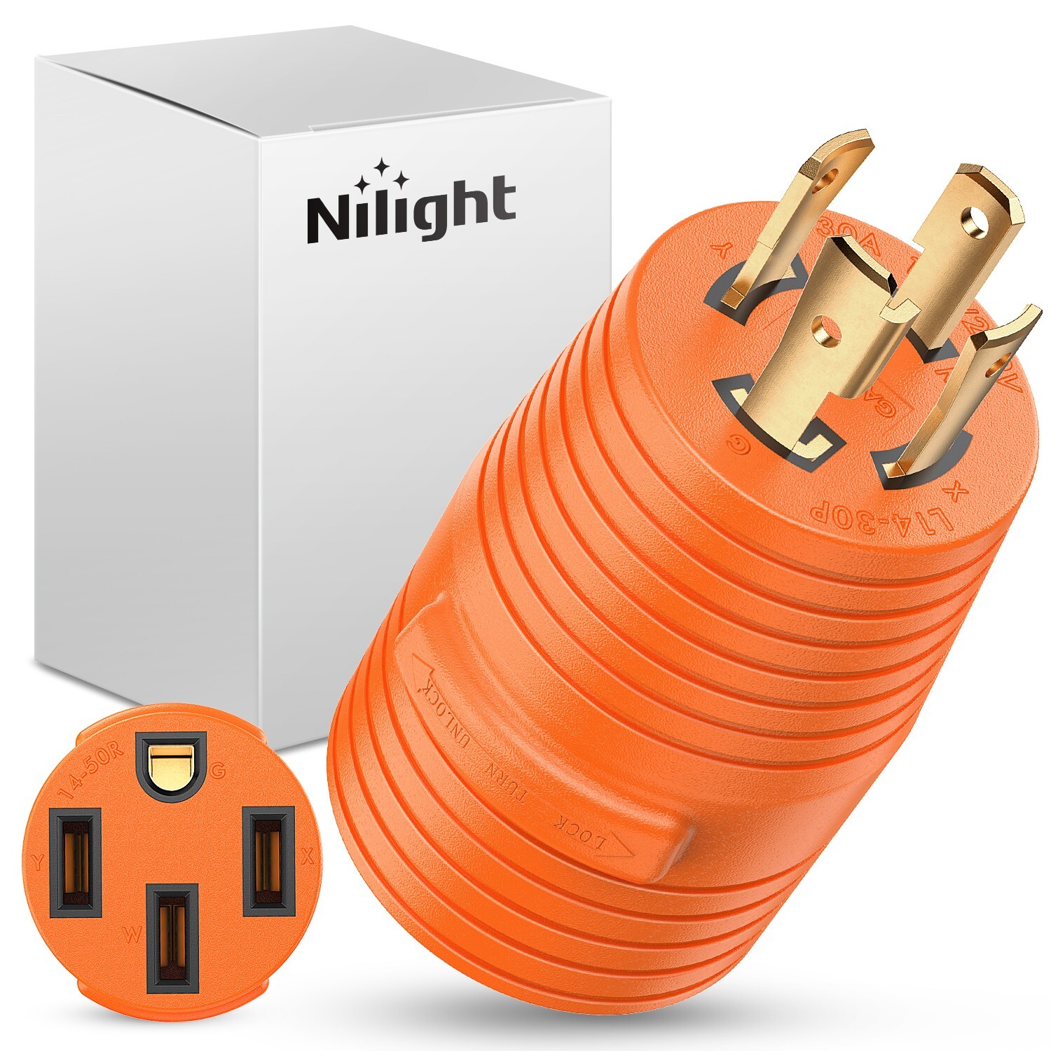 Nilight 30Amp to 50Amp RV Power Adapter 4Prong Generator Twist Plug