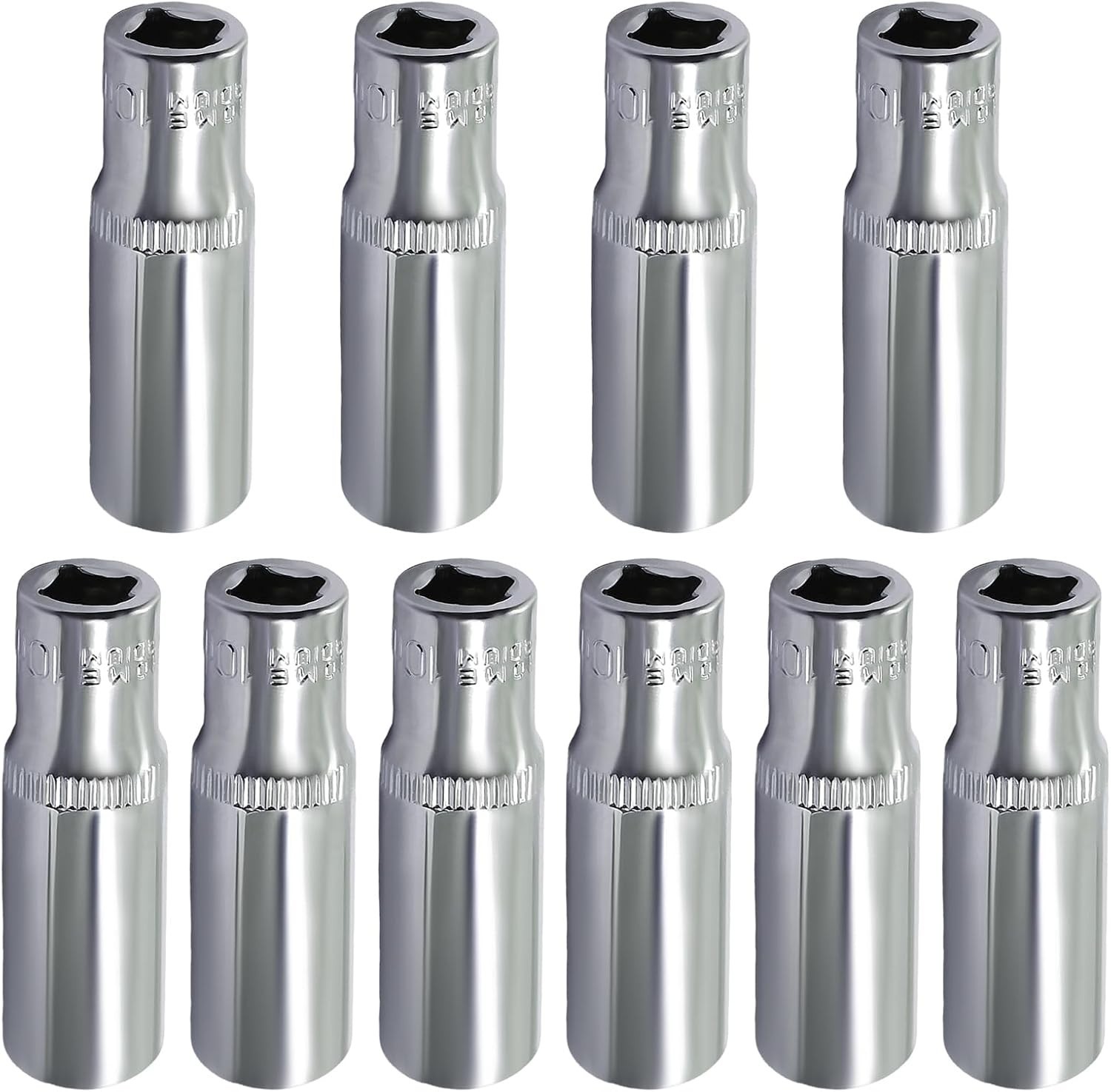 10 Pcs 1/4 Inch Drive 10mm Deep Socket Set – Chrome Vanadium Steel Excellence
