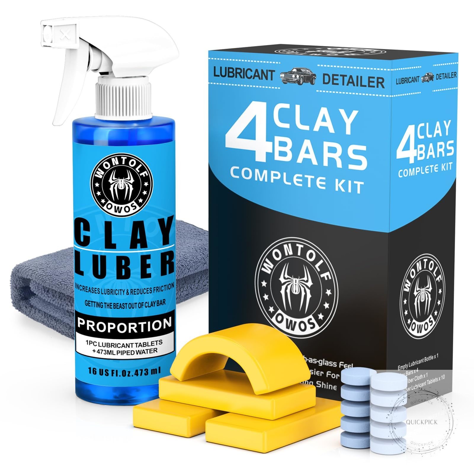 Car Clay Bars Auto Detailing and Clay Luber Synthetic Lubricant Kit, 4 Clay Bars