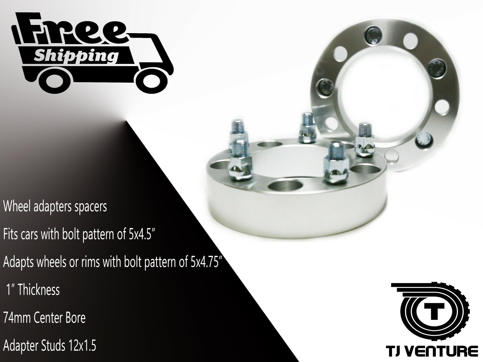 4PC WHEEL ADAPTER SPACERS 1″ THICK 5×4.5″ to 5×4.75″ OR 5×115 to 5×120