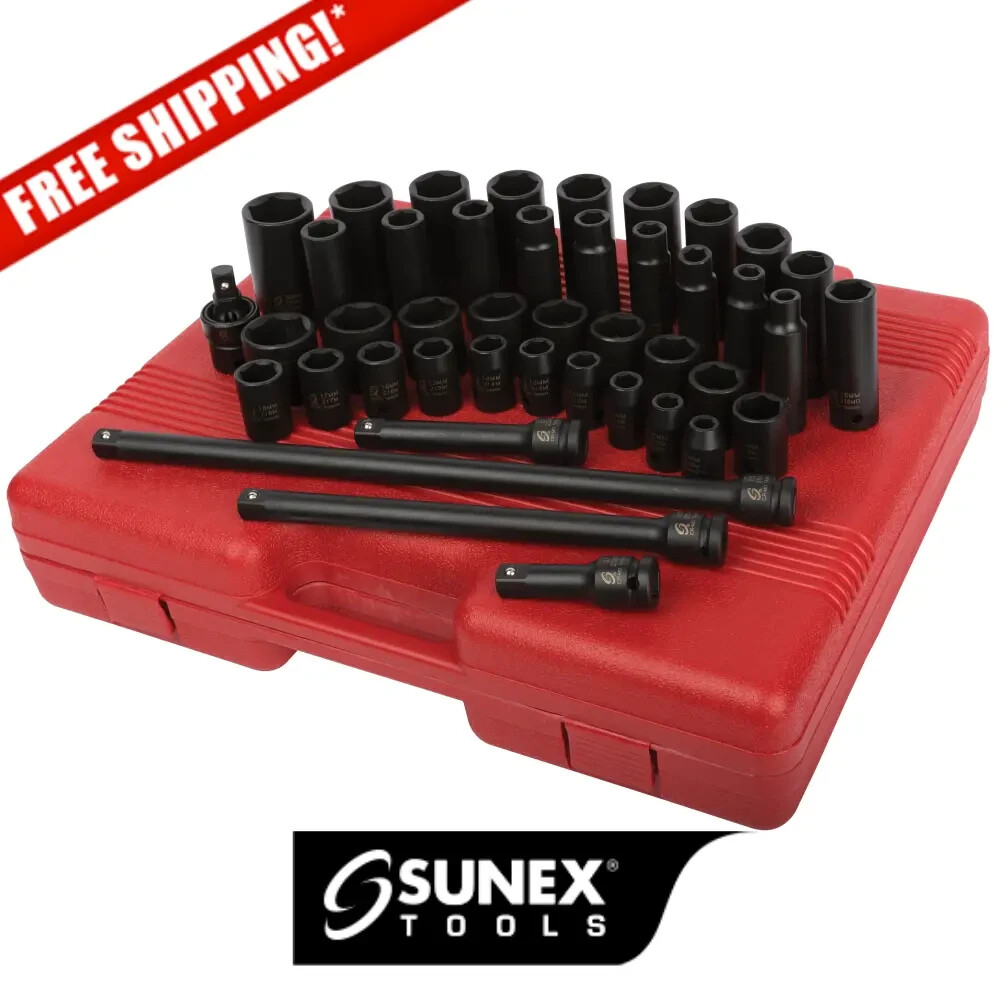 Sunex Tools 2569 43 Pc 1/2″ Dr. Metric Master Impact Socket Set NEW!