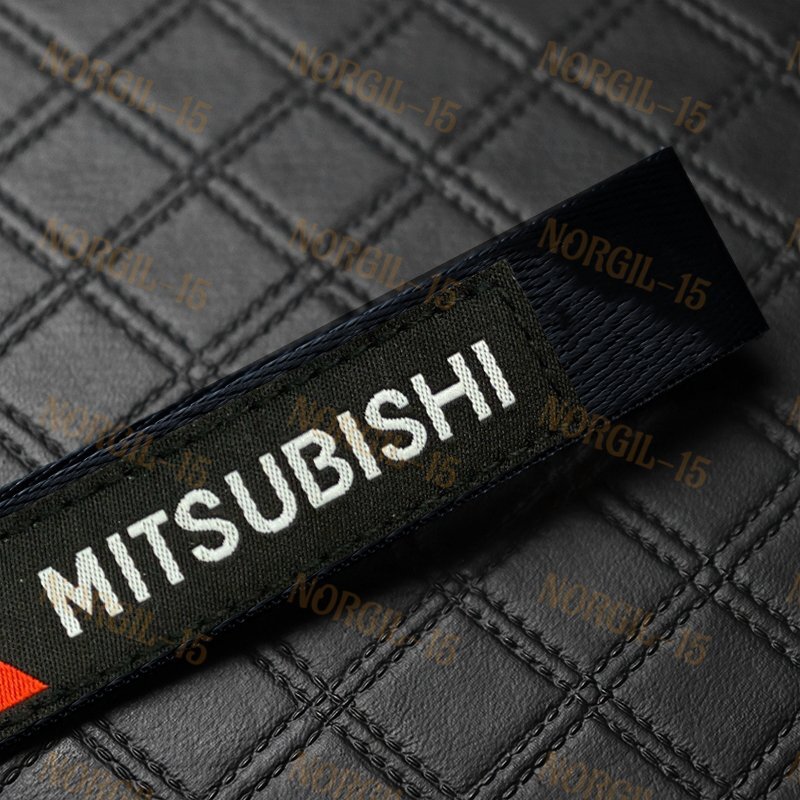 MITSUBISHI Racing Keychain Metal Backpack key Ring Hook Strap Lanyard Nylon