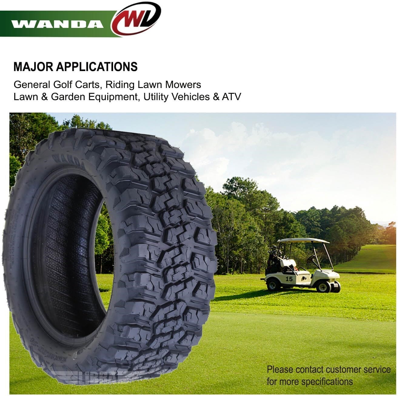 WANDA 23×10.5-12 All Terrain Golf Cart Tires 4 Ply 23×10.5X12 -Set 4 -14057